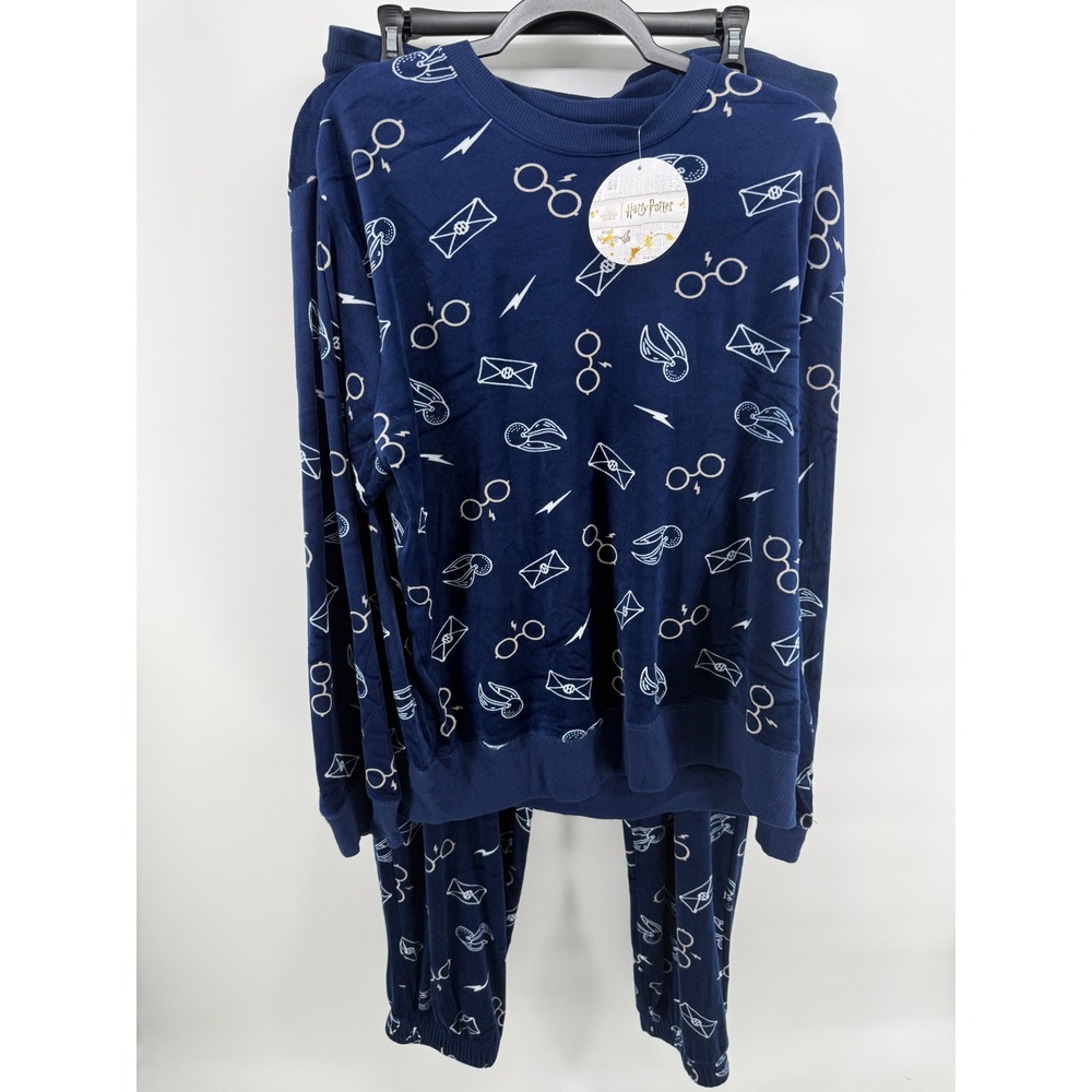 Harry Potter Wizarding World Navy Blue Pajama Set XL New With Tags